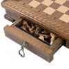 19,3 inch Unique Big Handmade Wood Chess Set with Big Drawer (Storage Box) - Bronze Symbols - High Detail Unique Board Game. Gorgeus and Amazing Gift from Armenia Europe view 2