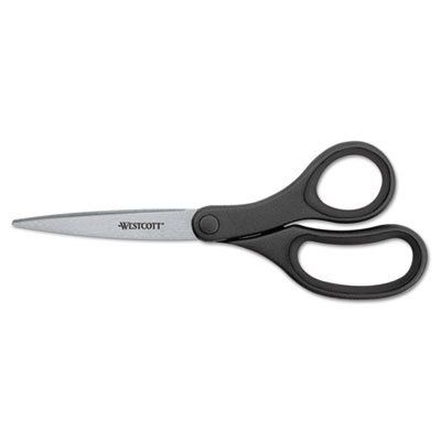 KleenEarth Plastic Handle Scissors, 8" Length, Pointed, Black (ACM15583)