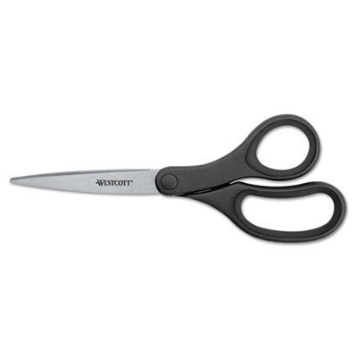 KleenEarth Plastic Handle Scissors, 8" Length, Pointed, Black (ACM15583)