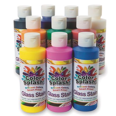 S&S Worldwide Glass Stain Assortment, 8 oz. (Pack of 10), Multi-Color Assortment for Crafting