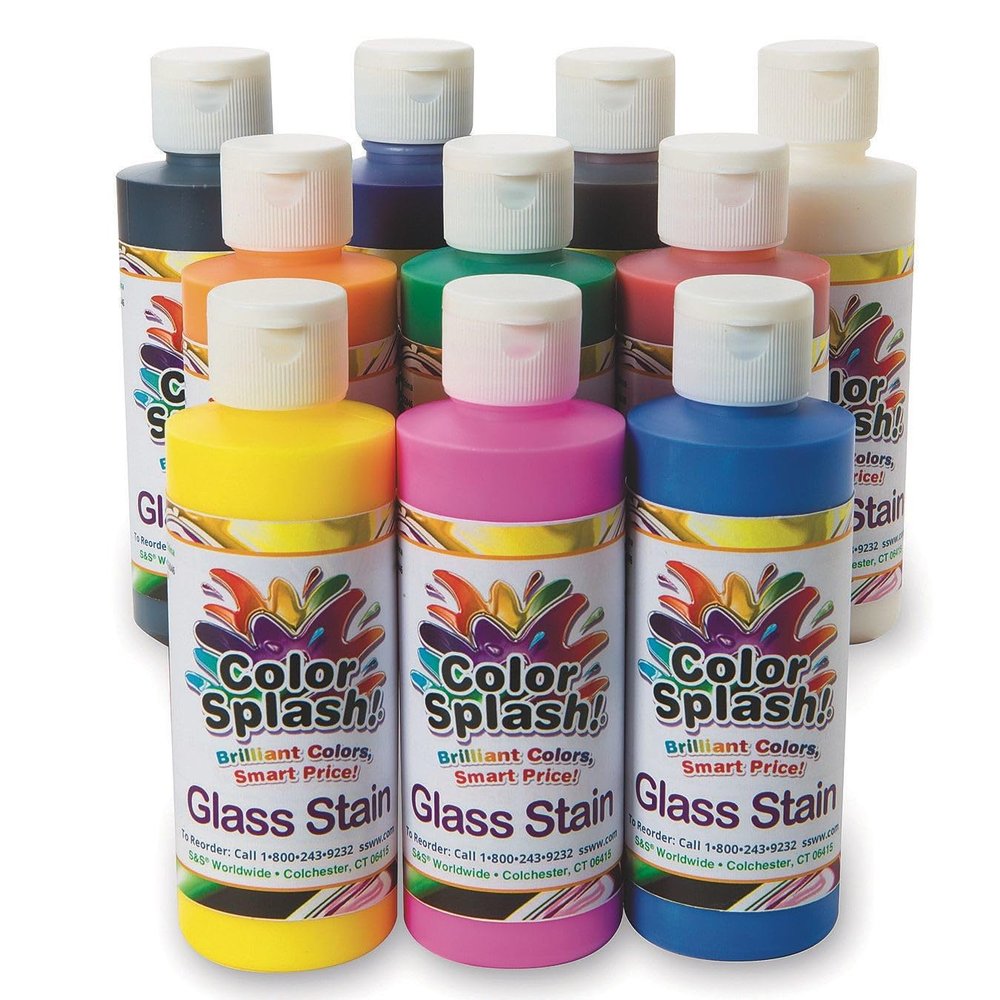 S&S Worldwide Glass Stain Assortment, 8 oz. (Pack of 10), Multi-Color Assortment for Crafting