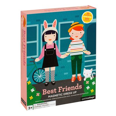 Petit Collage Magnetic Dress Up Best Friends  Magnetic Game Board with Mix and Match Magnetic Pieces, Ideal for Ages 3+  Includes 2 Scenes and 49 Creative Magnetic Pieces