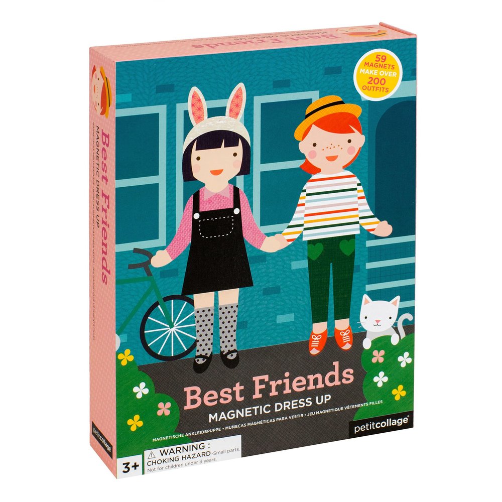 Petit Collage Magnetic Dress Up Best Friends  Magnetic Game Board with Mix and Match Magnetic Pieces, Ideal for Ages 3+  Includes 2 Scenes and 49 Creative Magnetic Pieces