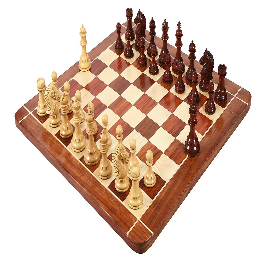 2016 Bridle Series Staunton Chess Set 4.2" King  Luxury Bud Rosewood & Boxwood Weighted Chess Pieces with Premium Wooden Board | Handcrafted Professional Chess Set for Collectors & Gifting