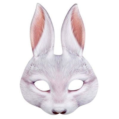 Boland - Half mask, realistic print, elastic, carnival, Halloween, fancy dress, theme party, costume, theatre, fancy dress, accessory, rabbit