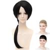 CaseEden Cosplay Wig, Touken Ranbu, Kiyomitsu Kashu, Black Hair, Black, Long, White Merce Wig Net, Set of 2 view 1