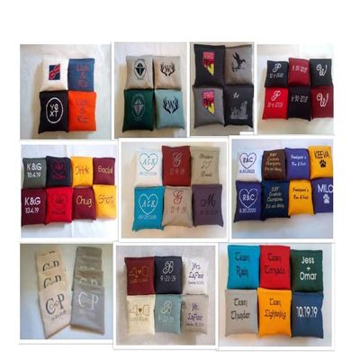 EmbroideryByZevotek Embroidered Custom Cornhole Bags Personalized