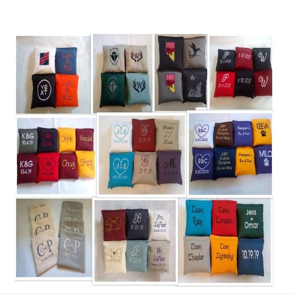 EmbroideryByZevotek Embroidered Custom Cornhole Bags Personalized