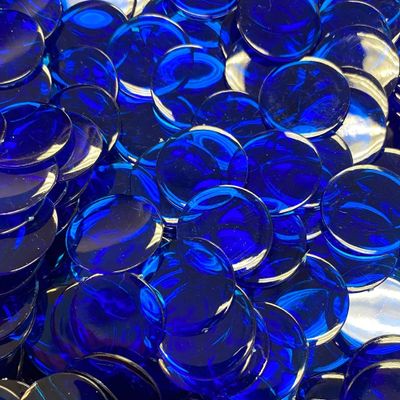 MR CHIPS Plastic Bingo Chips for Bingo Games 50,000 Count Box - Solid and Transparent Colors Counting Chips - Transparent Blue - 3/4 Inch