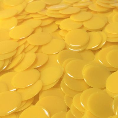 MR CHIPS Plastic Bingo Chips for Bingo Games 50,000 Count Box - Solid and Transparent Colors Counting Chips - Solid Yellow - 3/4 Inch