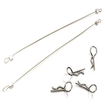 Secured Body Clip (4) with 120mm Retainer Link for 1/10 On-Road