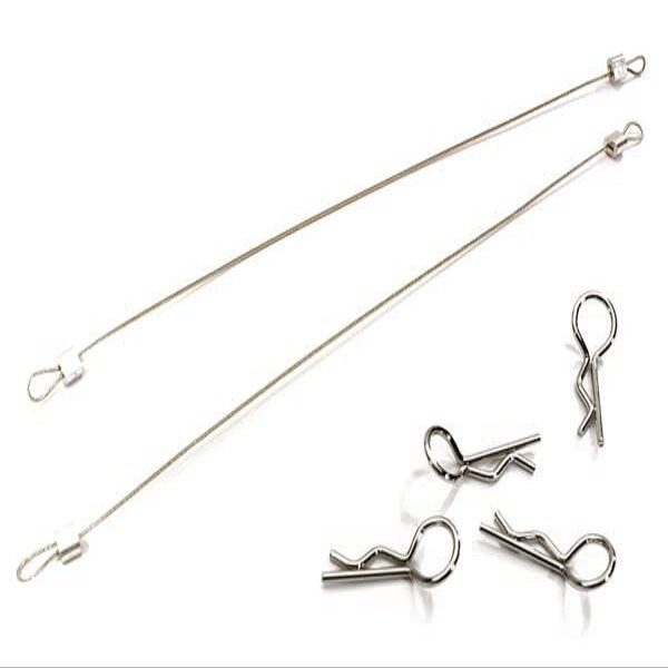 Secured Body Clip (4) with 120mm Retainer Link for 1/10 On-Road