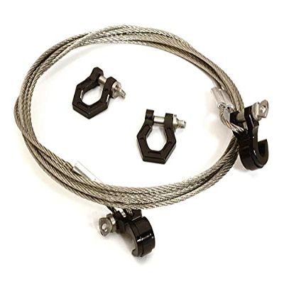 Integy Realistic Steel Tow Cable & Tow Hooks w/Bow Shackle for 1/10 Off-Road Crawler