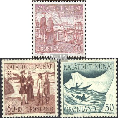 Denmark - Greenland 77,78,79 (Complete.Issue.) Volume 1971 completeett unmounted Mint/Never hinged ** MNH 1971 Colonization, Postal delivery (Stamps for Collectors)