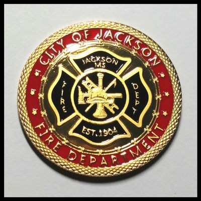 Jackson Fire Department Firefighter Colorized Challenge Art Coin