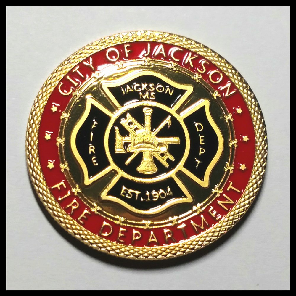 Jackson Fire Department Firefighter Colorized Challenge Art Coin