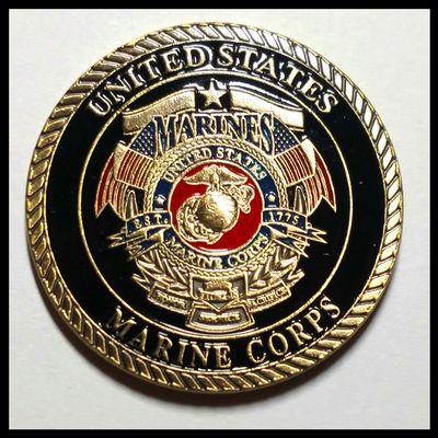 Marine Corps Release the Dogs of War Colorized Challenge Art Coin