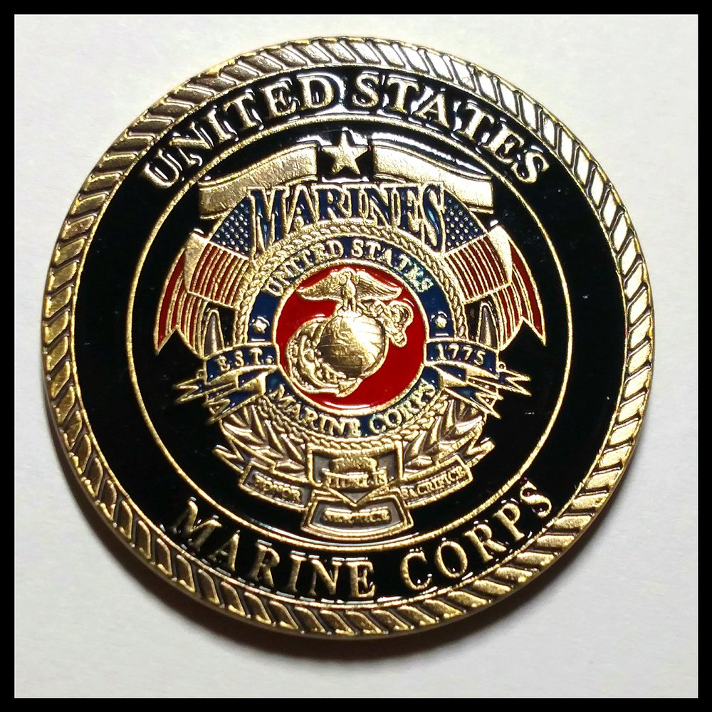 Marine Corps Release the Dogs of War Colorized Challenge Art Coin