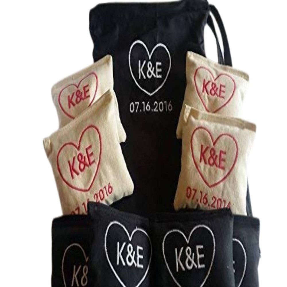 Embroidered Corn hole bags and carrying case