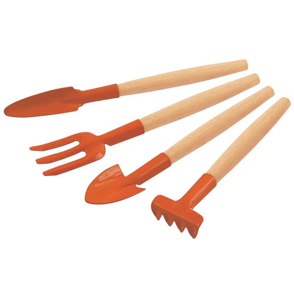 Tramontina 4-Piece Metal Gardening Set with Wooden Handle