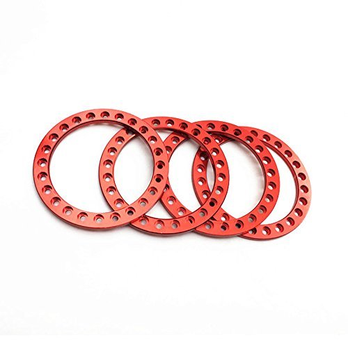 4PCS Aluminum 1.9 Beadlock Ring Replacement for Most 1/10 RC 1.9 Inch Wheel Rims Axial SCX10 Etc. (Red)