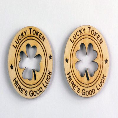 50 Wooden Lucky Tokens - Laser Engraved