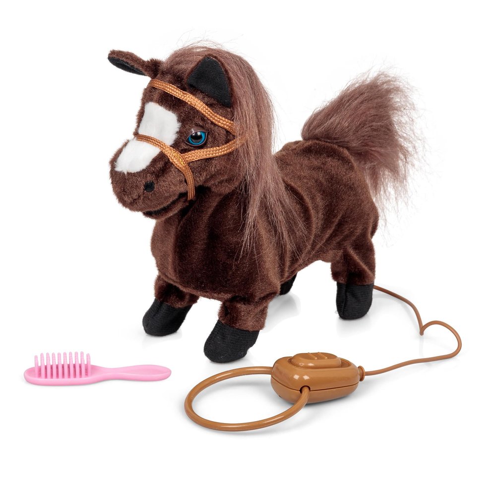 Tobar: Animigos Trotting Pony - Brown - Cuddly Animated Plush Pet, Trots-Neighs-Flicks Its Tail, Brush & Lead, Fun Interactive Toy, Toddlers-Kid 18Mo+