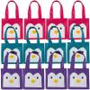 12 - Small Penguin Tote Bags - 6" x 6 Inches With 4 1/2 Inches Handles - New view 1
