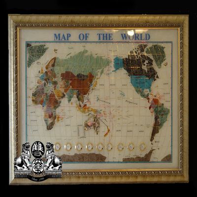 Collector's Edition & Last Ones on Earth, 650mm (30") Pearl Powder Ocean Handcrafted Gemstone World Map