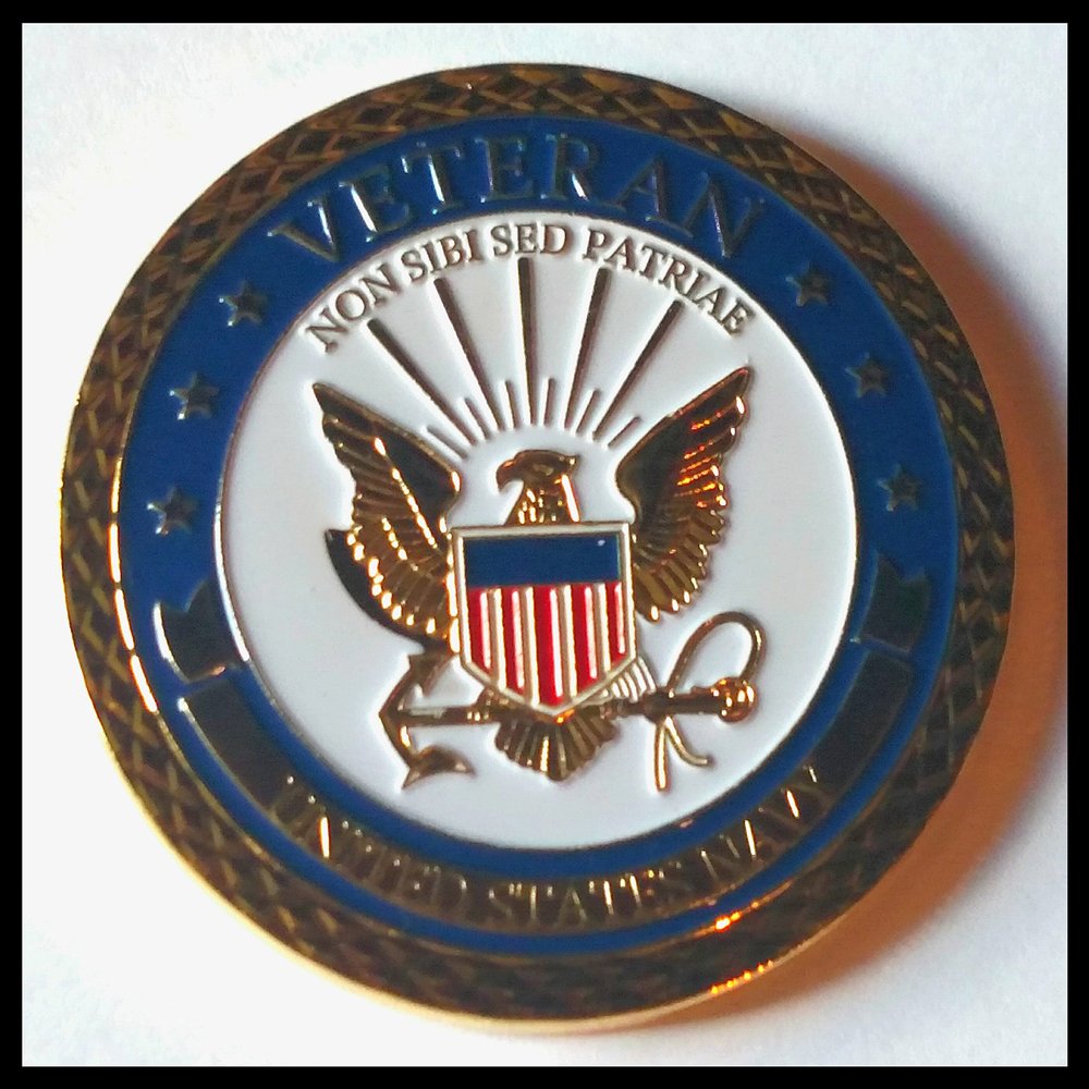 Navy Veteran Large Colorized Military Challenge Art Coin