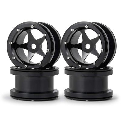 MOHERO 2.2 Alloy Beadlock 1/10 RC Wheels Rims 40mm for Crawler Axial Wraith Rock Car Pack of 4 (Black)