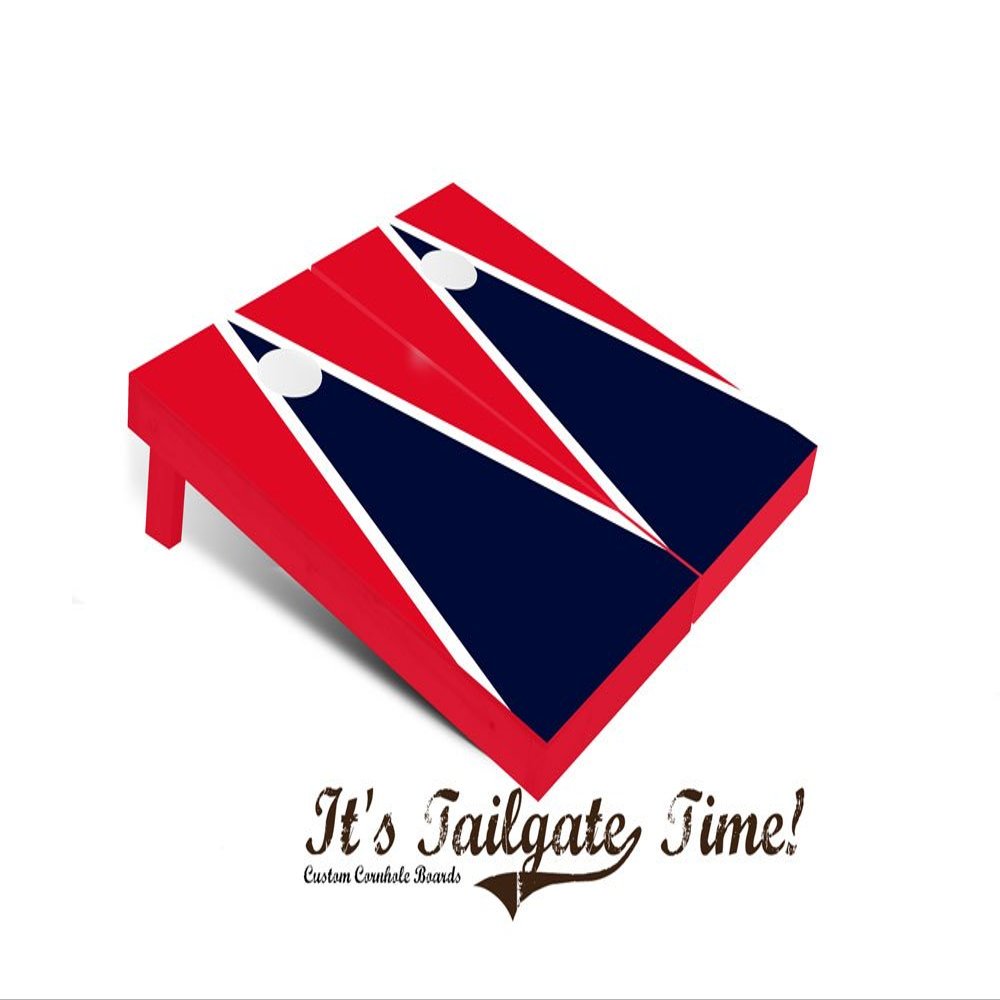 Navy and Red Custom Cornhole Boards with Bags