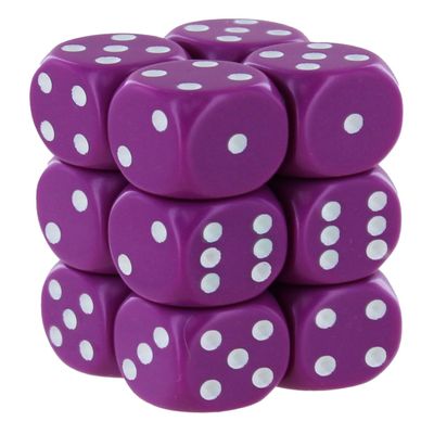 Chessex 16mm Opaque Light Purple & White Polyhedral Dice Set Compatible with Dungeons & Dragons, Pathfinder, and Other RPGs Includes 12 D6 Dice (CHX25627)