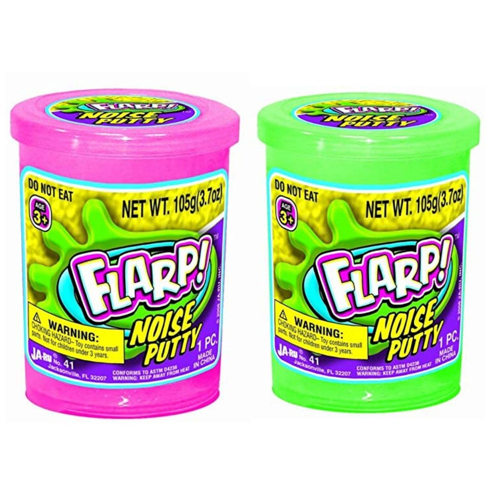 The #1 Flarp Noise Putty (2 Pack) - Fart Putty Slime Energizing Bundle - It Makes Fart Noises - Super Soft Pink and Green Slime- 2 Pack Energizing Style (Click for More Variations)