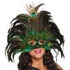 Boland Green Rio Peacock Carnival Eyemask Festival Mardi Gras Masquerade Mask Animal Feathers Dress Up view 1