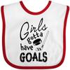 inktastic Girls Gotta Have Goals- Hockey Player Baby Bib White and Red 2de94 view 1