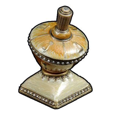 Hanukah Dreidel Enamel Decorative Almond and Black Design Accentuated with Jewels