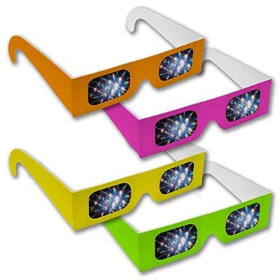 Rainbow Symphony Diffraction Grating Glasses - Assorted Neon Colors (50-Pack)