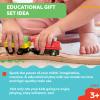 Wooden Train Set with Play Mat for Kids - 75-Pieces Including Deluxe Wood Tracks, Trains, Cars, Boats, and Accessories for Boys and Girls by Hey Play view 4