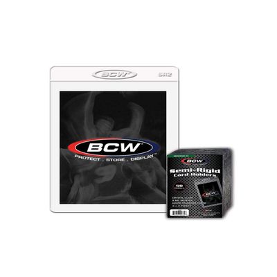 BCW Semi Rigid Card Holder #2 | 50 Pack | Crystal Clear Semi Rigid Card Sleeves for Standard Trading Cards | Ideal Card Grading Sleeves for PSA Submissions