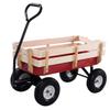 Outdoor Wagon ALL Terrain Pulling Children Kid Garden Cart w/ Wood Railing Red view 1