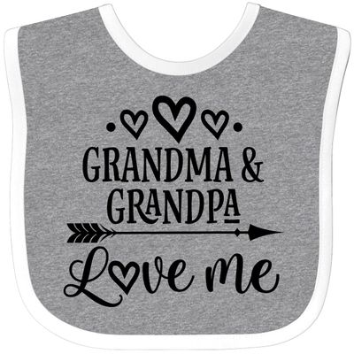 inktastic Grandma Grandpa Love Me Arrow Baby Bib Heather and White 2dfa0