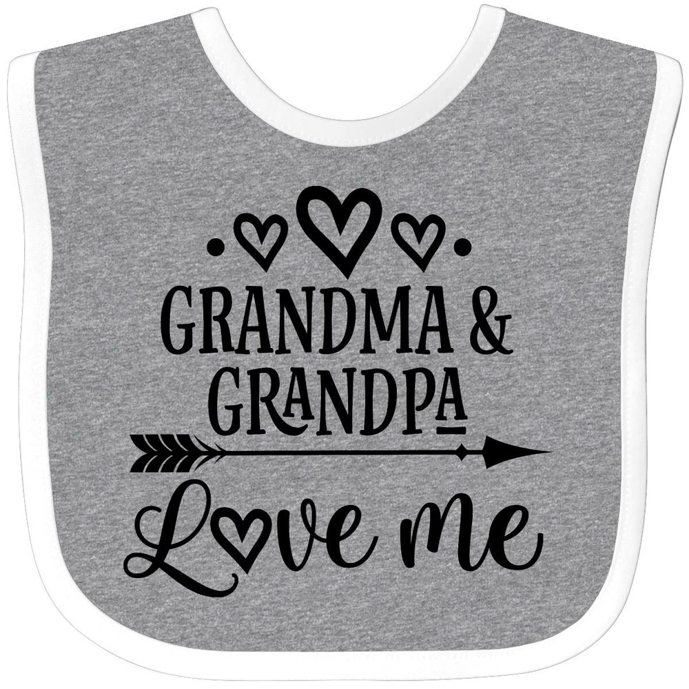 inktastic Grandma Grandpa Love Me Arrow Baby Bib Heather and White 2dfa0
