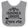 inktastic Grandma Grandpa Love Me Arrow Baby Bib Heather and White 2dfa0 view 1