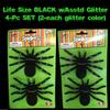 4pc-Life Size Fuzzy Black TARANTULA SPIDER Glitter Figure Model Craft Decoration view 2