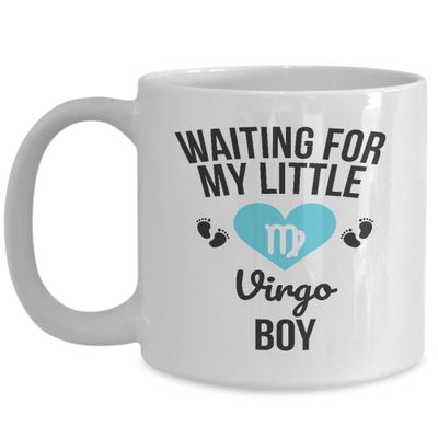 Pregnancy Announcement Mug  Waiting for My Little Virgo Boy  Cute Baby News Coffee Cup  Cool Present For Pregnant Women