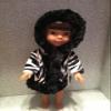 Zebra velvet coat with Black Fake Fur for Welie Wisher Doll view 2