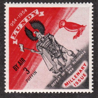 Defeat of Eric Bloodaxe 3 Puffin Lundy Island Diamond Shaped Postage Stamp