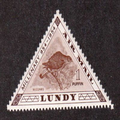 Buzzard Bird 1 Puffin Lundy Island Air Mail Triangle Postage Stamp