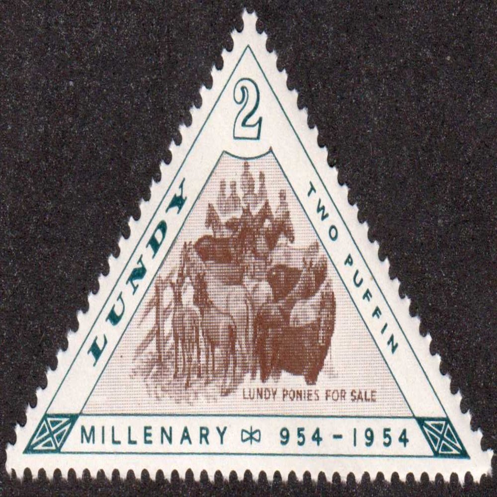 Lundy Ponys for Sale 2 Puffin Lundy Island Triangle Postage Stamp